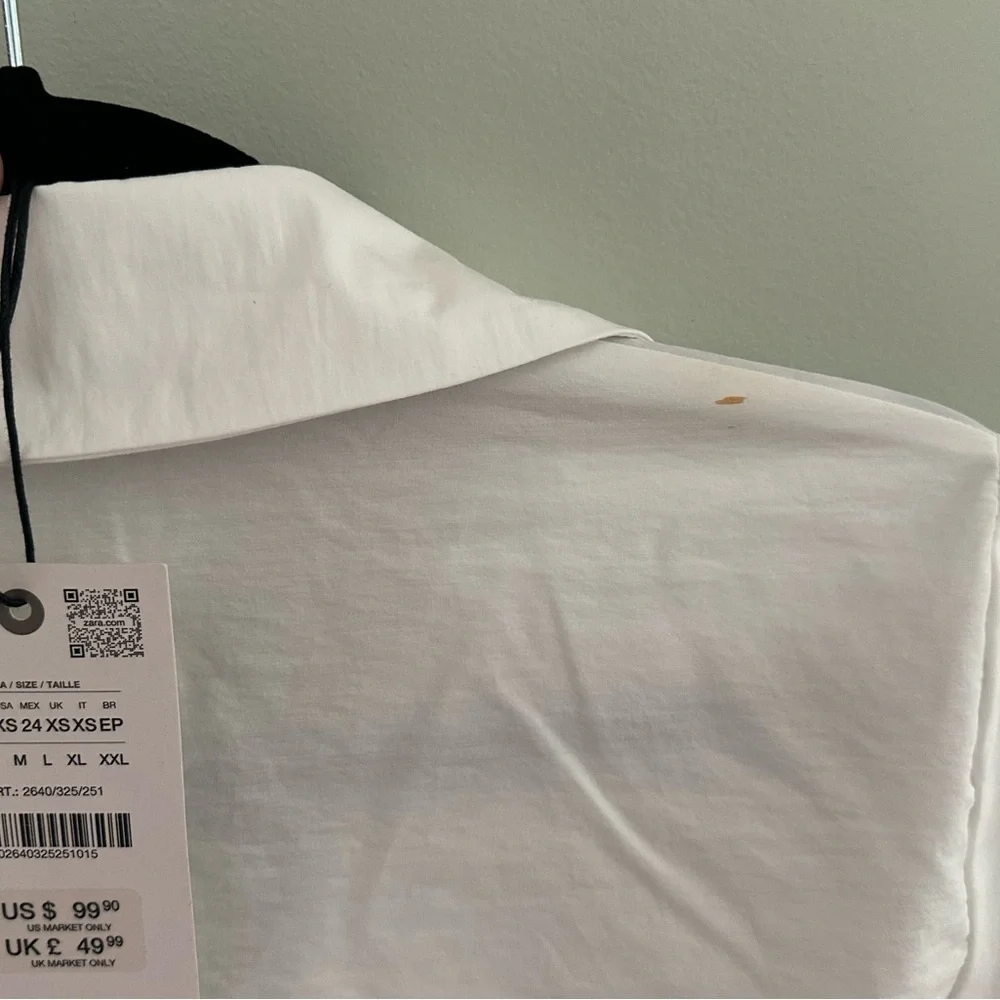 Zara White Midi Shirt Dress with Belt